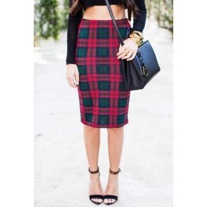 Topshop Tartan Plaid Pencil Skirt 10